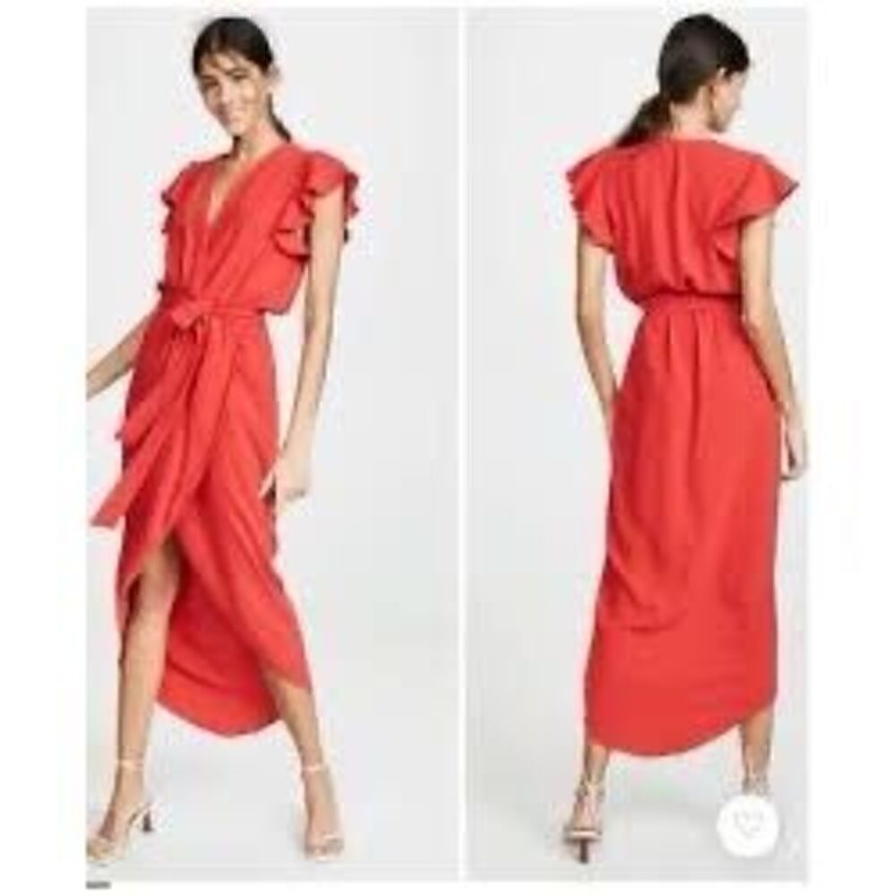 Amanda Uprichard Women’s Size Small Martinique Dress Coral Pink High Low Ruffle